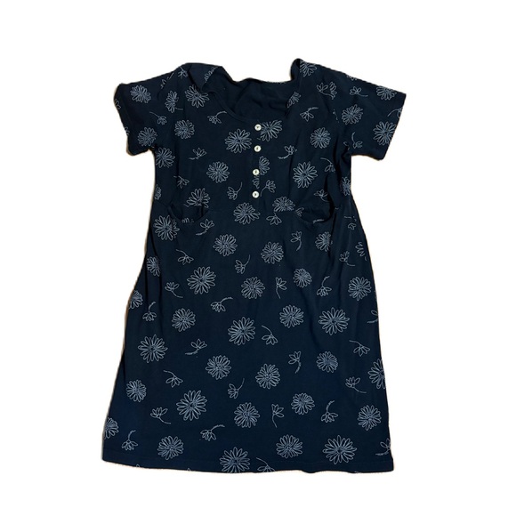 Fresh Produce Floral Navy Blue Dress Large Midi Made in USA Vintage - Picture 1 of 3